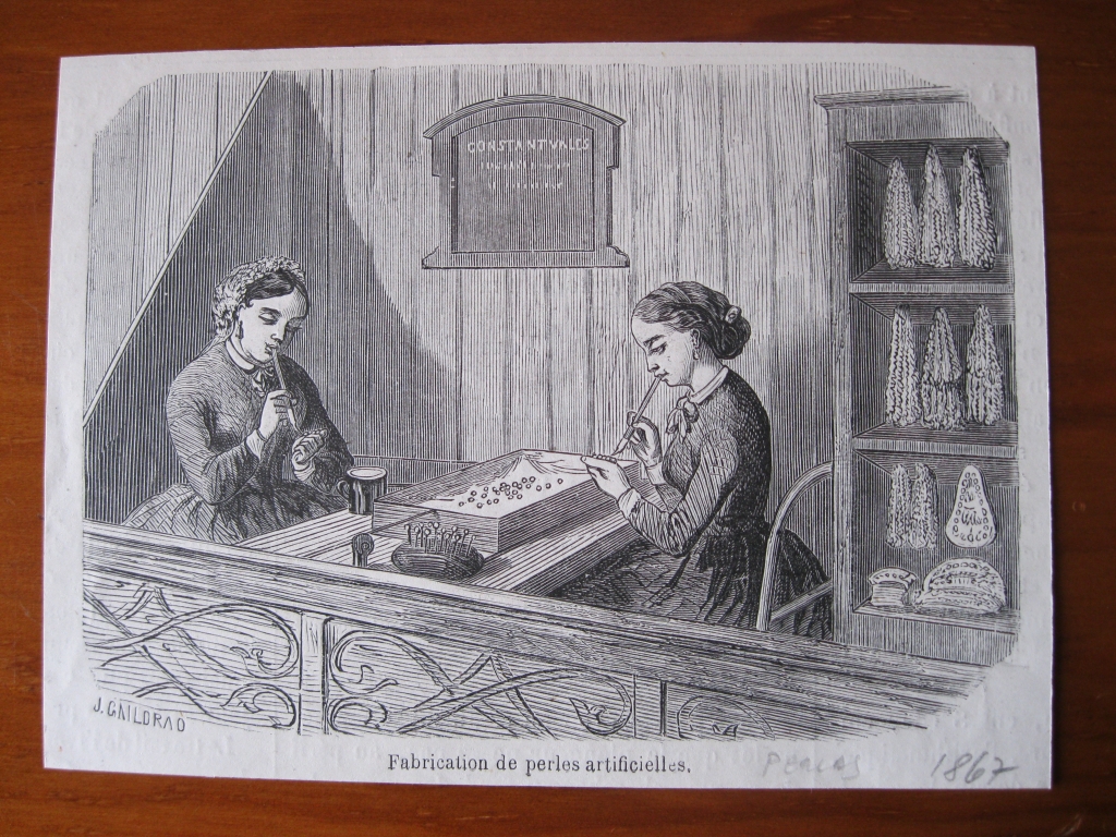 Fabricando perlas artificiales, 1867. J. Gaildrau